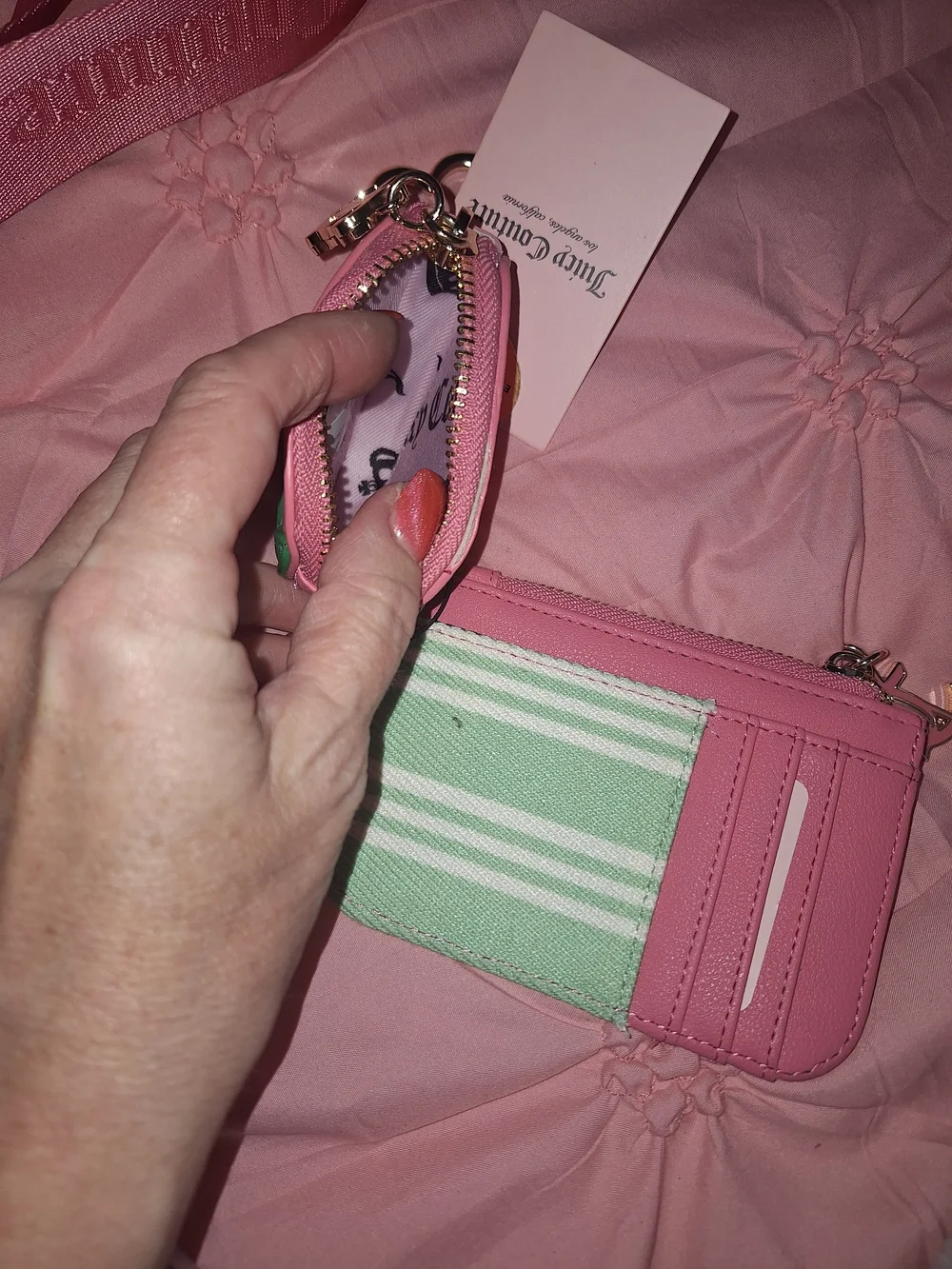EXCLUSIVE Juicy Couture Pink & Mint Cherry-Strap Satchel Matching Wallet